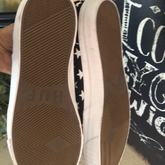 HUF black & White stars canvas lace up shoes men’s size 8 women’s size 9.5 - Picture 3 of 3